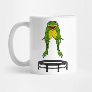 Funny frog is jumping on a trampoline Mug